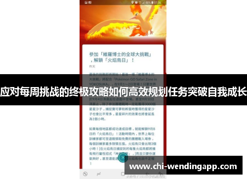 应对每周挑战的终极攻略如何高效规划任务突破自我成长