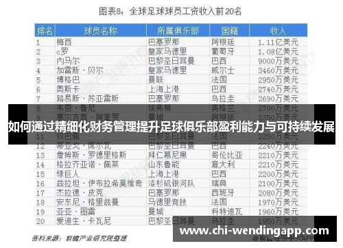 如何通过精细化财务管理提升足球俱乐部盈利能力与可持续发展