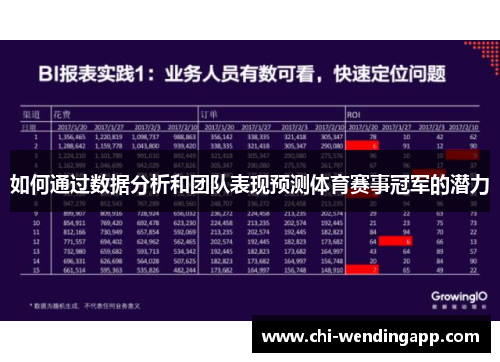 如何通过数据分析和团队表现预测体育赛事冠军的潜力 如何通过数据分析和团队表现预测体育赛事冠军的潜力